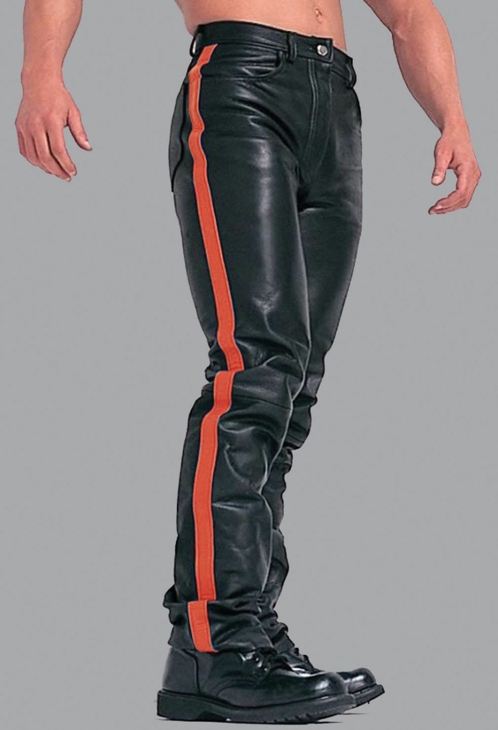 Leather stripe pants clearance