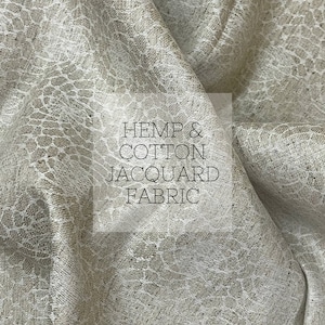 Hemp & Cotton Jacquard (Swirls) Fabric - 140 GSM / 4.25 Oz - Natural Hemp Cotton Fabric Hemp Jacquard Fabric Hemp Pattern Hemp Shirt Fabric