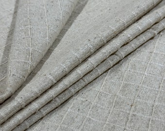 Tessuto a quadri in seta grezza - Tessuto Peace Silk con quadri Seta Dobby Ahimsa Seta Seta a quadri naturale Seta fatta a mano 165 GSM / 5,25 Oz