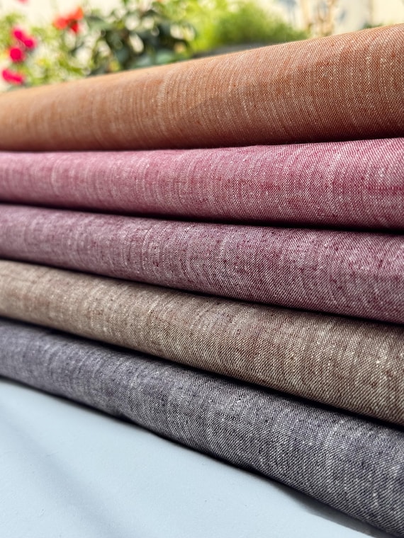 Matka Silk Fabric - Silk Chambray Fabric - 170 gsm / 5 Oz - Peace Silk Fabric Matka Silk Fabric Raw Natural Matka Yarn Dyed Pure Silk Fabric