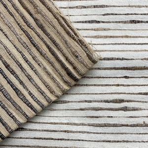 Striped Silk Fabric - Natural Handmade Silk Fabric - 170 gsm / 5 Oz - Peace Silk Fabric Slub Silk Fabric Ahimsa Silk Fabric for Upholstery