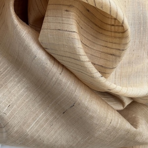 Striped Tussar Silk Fabric - Natural Handmade Undyed Tussar Silk Fabric - 150 gsm / 4.5 Oz - Peace Silk Fabric Ahimsa Silk Tussah Silk