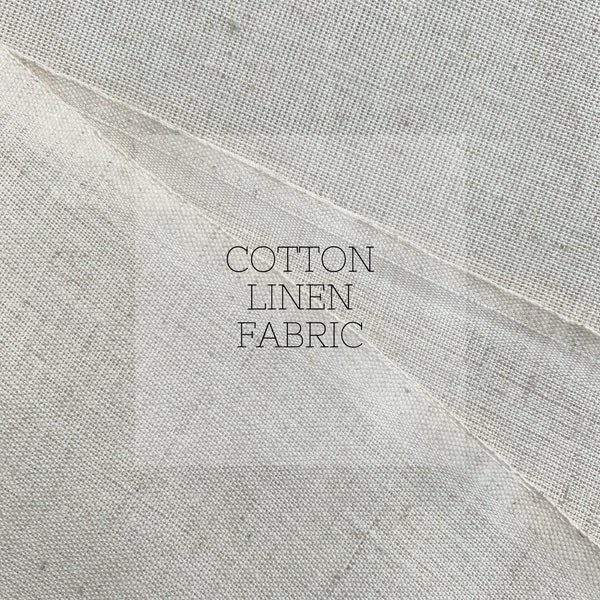 Cotton Linen Blend Natural Fabric - By Half Yard (0.5 Yard) - 4.4 Oz - Cotton Flax Fabric Linen Cotton Fabric for Shirt Cotton Linen Fabric