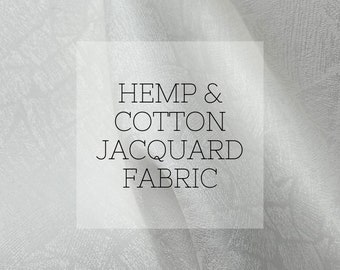 Hemp & Cotton Jacquard (Stone) Fabric - 140 GSM / 4.25 Oz - Natural Hemp Cotton Fabric Hemp Jacquard Fabric Hemp Pattern Hemp Shirt Fabric