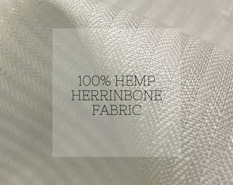 Hemp Herringbone Fabric - 5.5 oz / 190 gsm| Hemp Fabric for upholstery Hemp fabric for Jacket Hemp Herringbone Hemp Cushion 100% Hemp Fabric