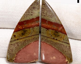 Natural Cherry Creek Jasper Crystal Loose Gemstone Good Polished Cabochon Flat Back Stone Fancy Shape Matching Pair Earrings Free Drill Gift