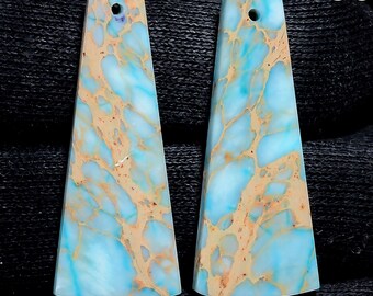 Blue Sea Sediment Jasper Crystal Loose Gemstone Good Shape Polished Cabochon Flat Back Stone Fancy Shape Matching Pair Earrings Free Drill