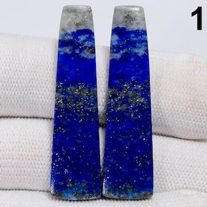 May include: Two rectangular lapis lazuli stones. The stones are a deep blue color with flecks of gold and white. The top of each stone is a lighter gray color. The number "1" is in the upper right corner.