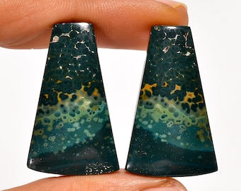 Ocean Jasper Matching Pair Gemstone 46Ct Natural Multi color Jewelry Supply 32X20mm