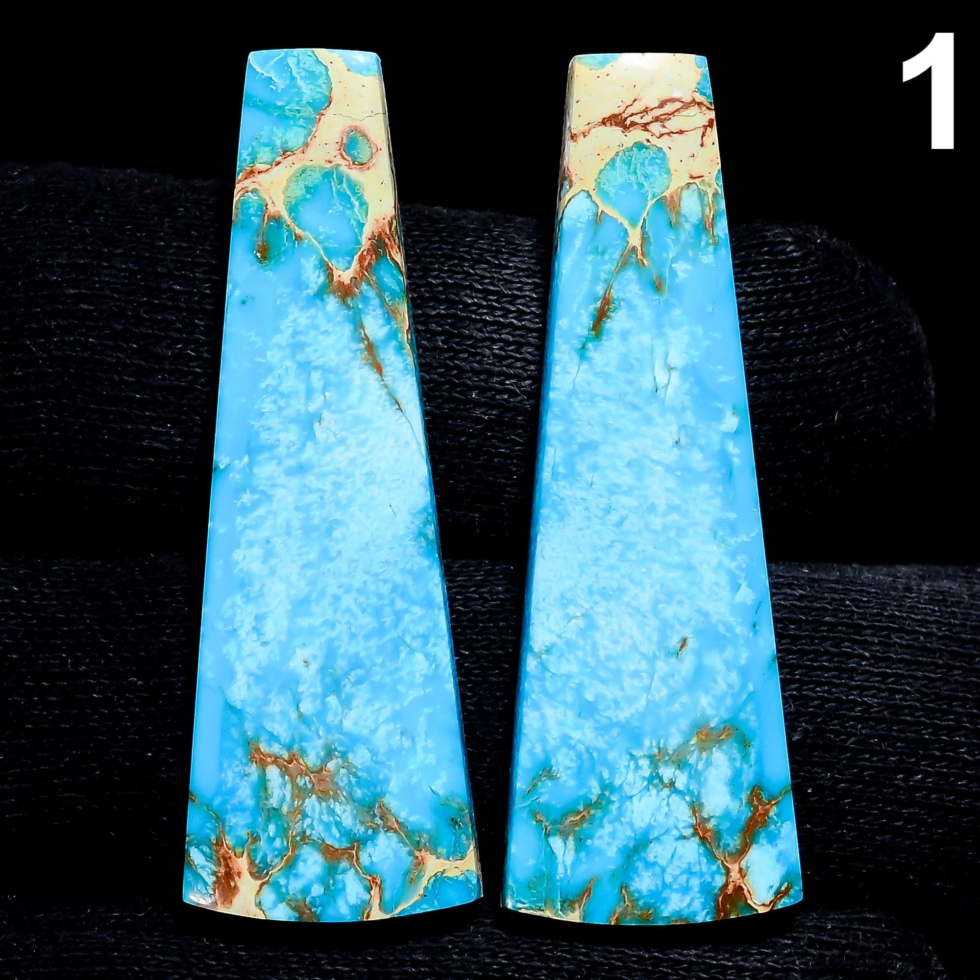 Blue Sea Sediment Jasper Crystal Cabochon Loose Gemstone Good Shape Polished Flat Back Stone Fancy Shape Matching Pair Earrings Free Drill