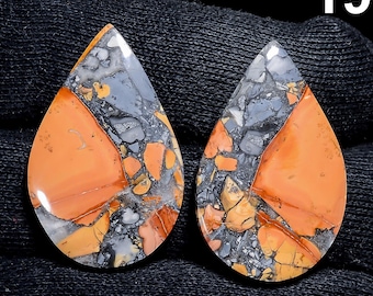 Natural Maligano Jasper Crystal Loose Gemstone Good Polished Cabochon Flat Back Stone Fancy Shape Matching Pair Earrings Free Drill Gift