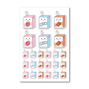 Flavoured Milk Mini Stickers | Chocolate and Strawberry | Planner | Vinyl | Sticker Sheet | Waterproof