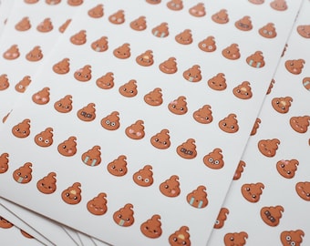 Poop Emoji Sticker Sheet – Funny Mini Vinyl Stickers – Cute Planner Stickers for Journals, Scrapbooking & Gag Gifts