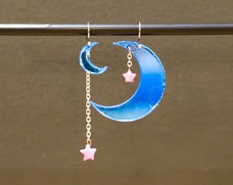 Moon Landing (Blue Mirror) Earrings