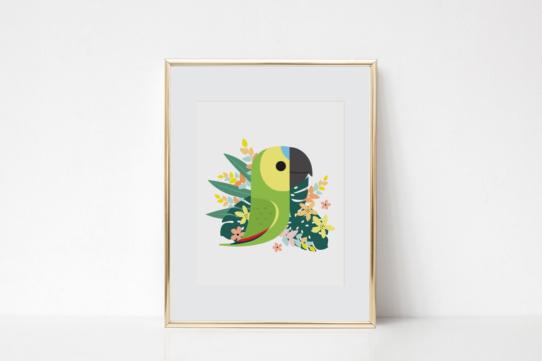 Blue turquoise Fronted Amazon Parrot Art Print Etsy