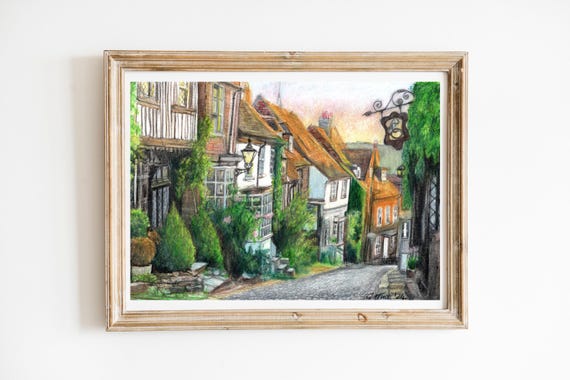 Mermaid Lane, Rye coloured pencil art print