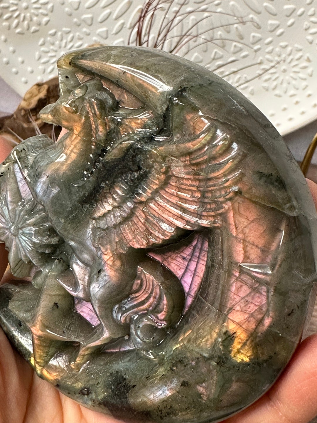 Purple Labradorite Alicorn Carving, Unicorn, Pegasus, Labradorite ...