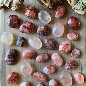 Fire Quartz Palm Stones, Red Hematoid Quartz , Red Healer Quartz, Healing Crystal, Grounding Stone, Root Chakra
