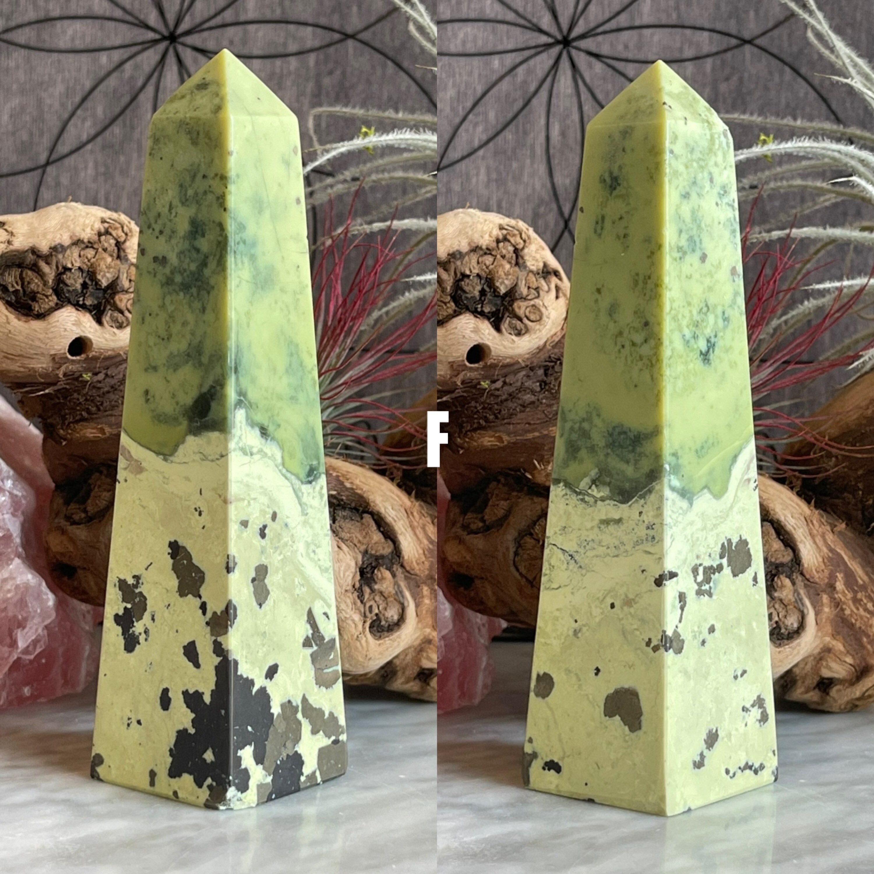 Genuine Serpentine With Pyrite Inclusion Towers Healing Etsy