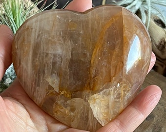 367g Gold Healer Heart, Golden Hematoid Quartz Heart, Golden Healer Quartz, Heart Chakra, Solar Plexus Chakra