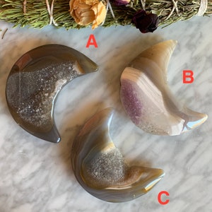 Druzy Agate Moons, Druzy Crescent Moons