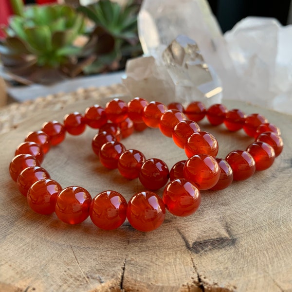 Genuine Solid Red Carnelian stone bead bracelet, Beaded Bracelet, Powerful Sacral Chakra