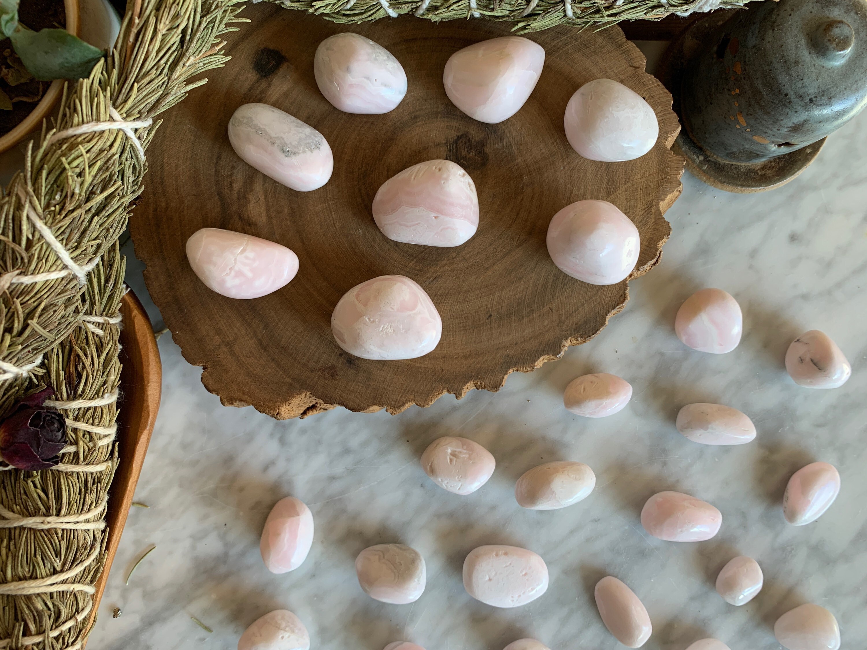 Mangano Calcite, Pink Mangano Calcite, Tumbled Stones, Heart Chakra, Crown Chakra, Reiki, Healing