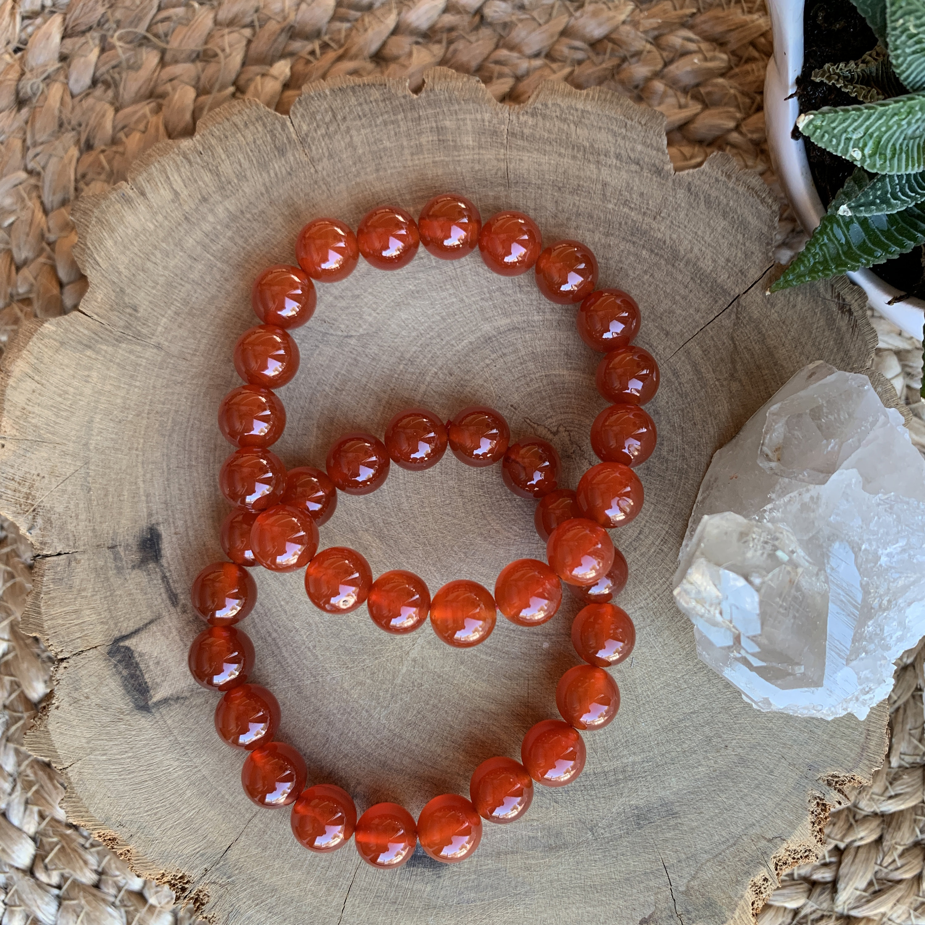 Genuine Solid Red Carnelian Stone Bead Bracelet, Beaded