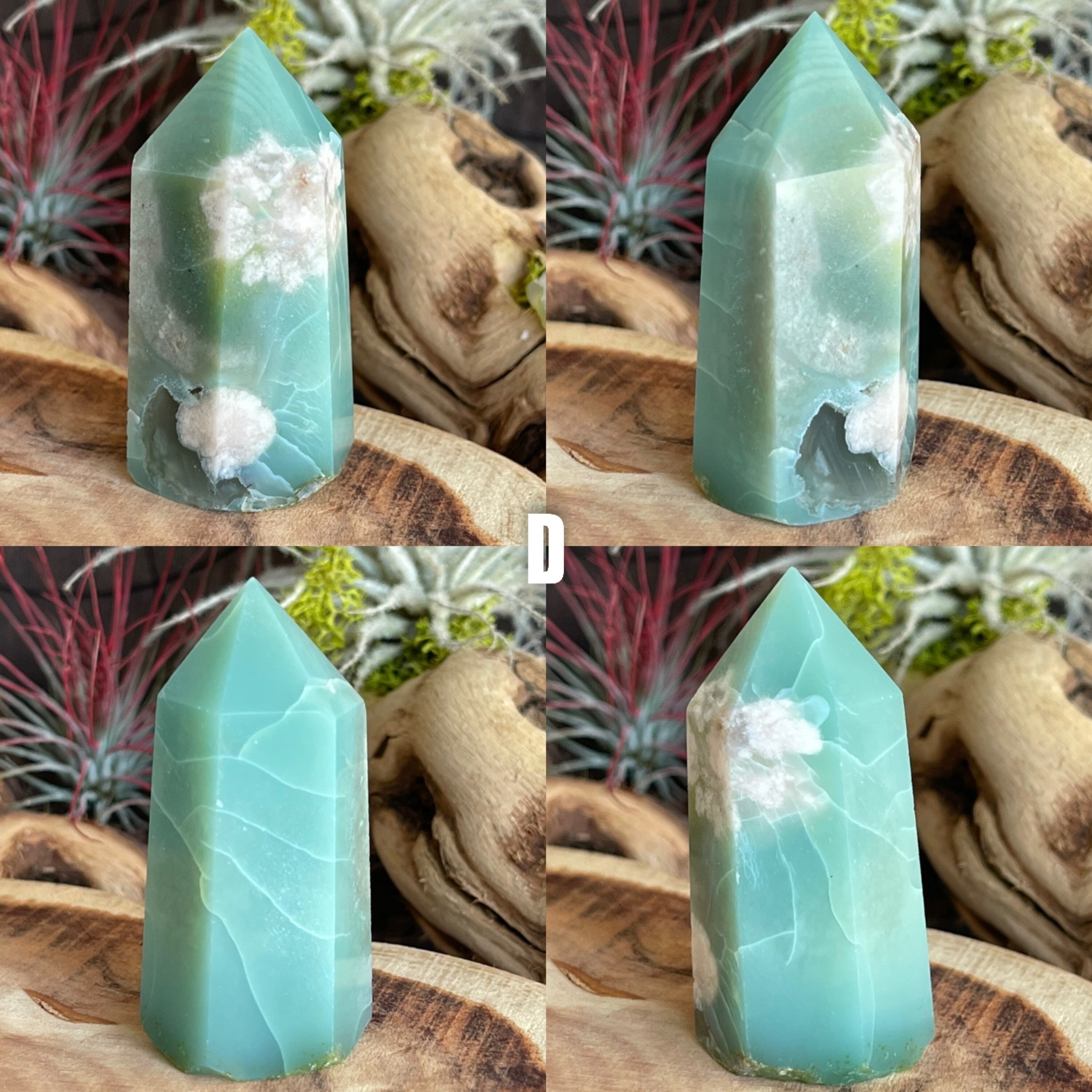 Natural Green Flower Agate Points Towers Grounding Stone Etsy