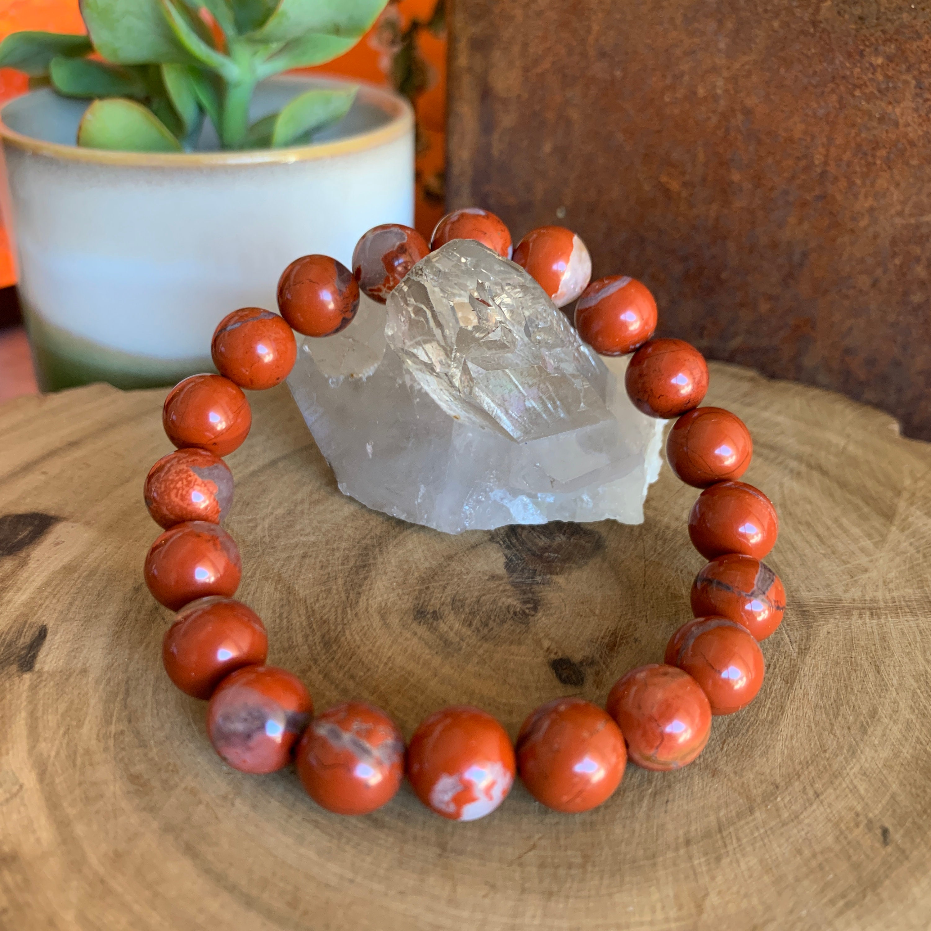 Genuine Red Jasper Stone Bead Bracelets Beaded Bracelets - Etsy 日本