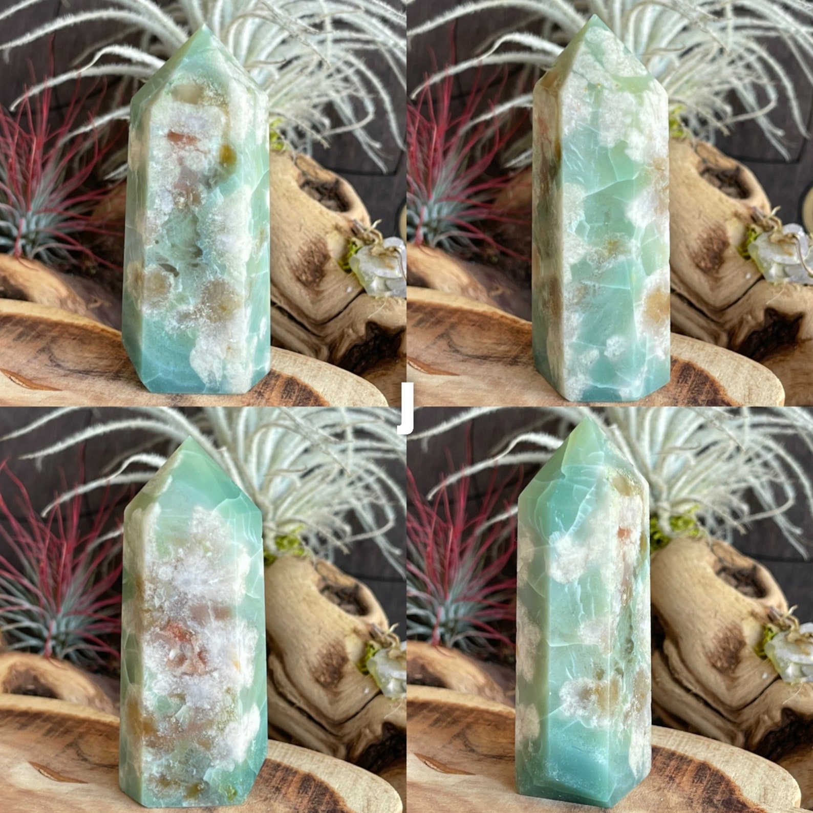 Natural Green Flower Agate Points Towers Grounding Stone Etsy Canada