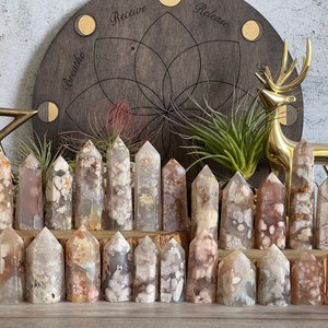 Natural Mini Flower Agate Points, Towers, Grounding stone, Healing Stone, Root Chakra