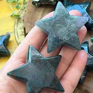 Natural Moss Agate Stars.  Moss Agate Carvings