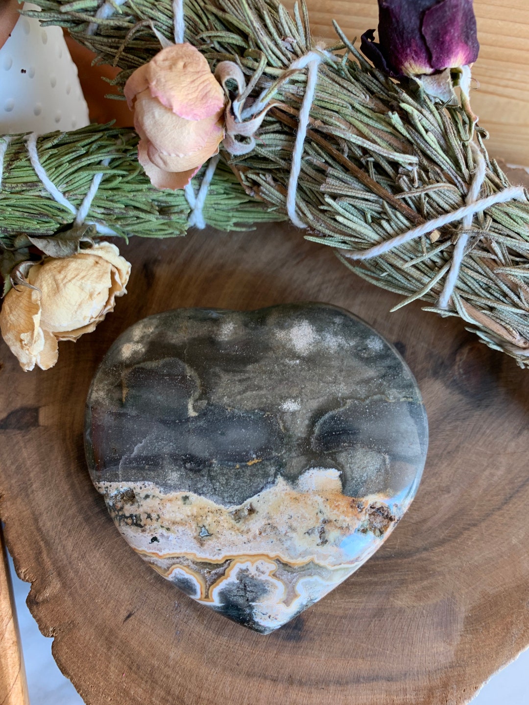 オーシャンジャスパー　ハート 巾：93mm、重量：318g】オーシャンジャスパーのハート Ocean