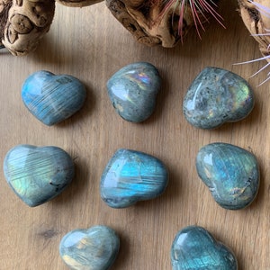 Natural Labradorite Hearts,  Healing Stones, Healing Hearts