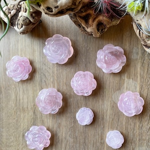 Rose carving in Natural Rose Quartz , Heart Chakra