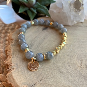 High Quality Labradorite bracelet with gold beads, Gem Stone Gold Nugget beads Bracelet, Beaded Bracelet