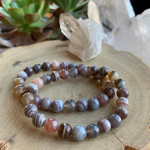 Botswana Sardonyx Agate Bead Bracelet,  Beaded Bracelet, Men&#39;s Bracelet, Root Chakra