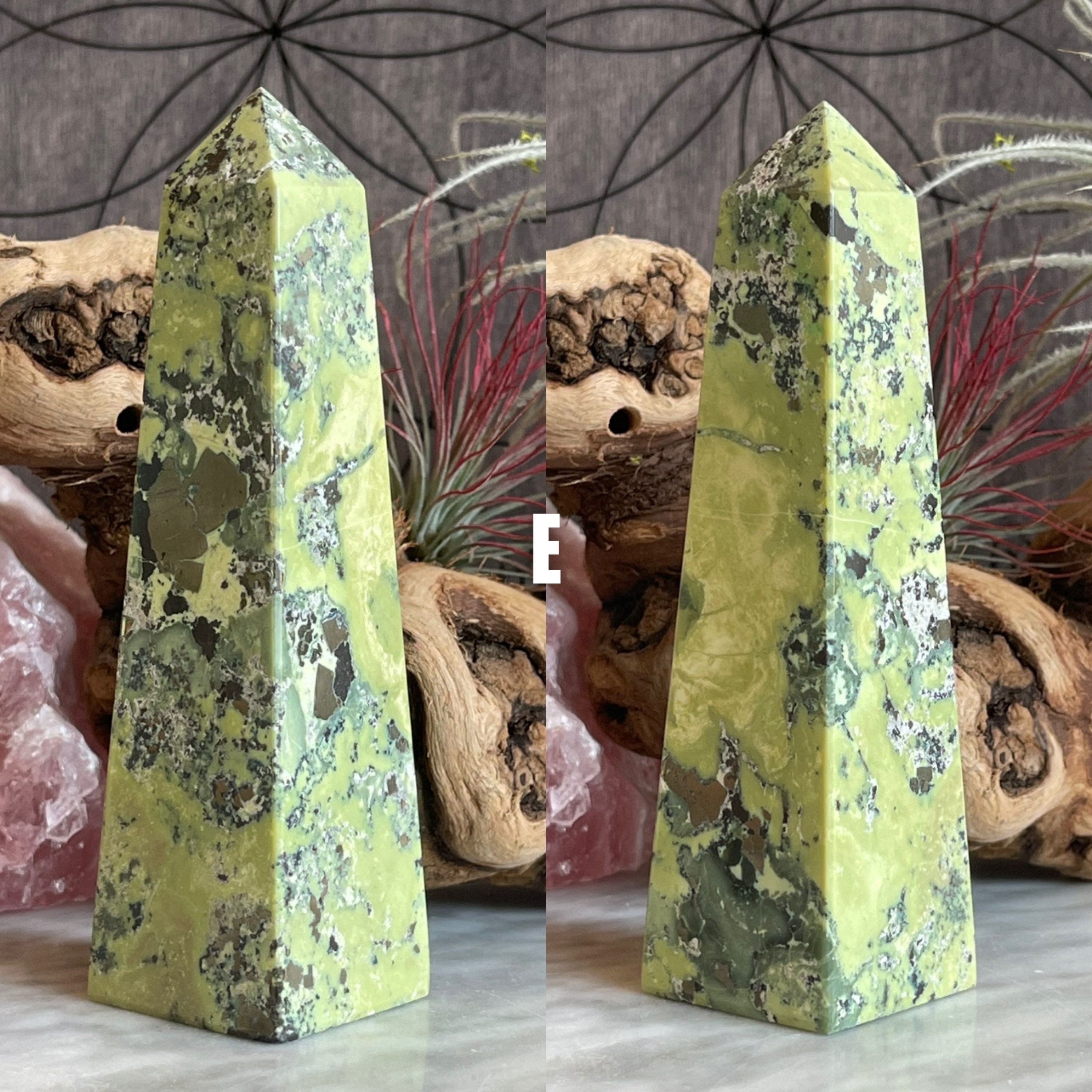 Genuine Serpentine With Pyrite Inclusion Towers Healing Etsy