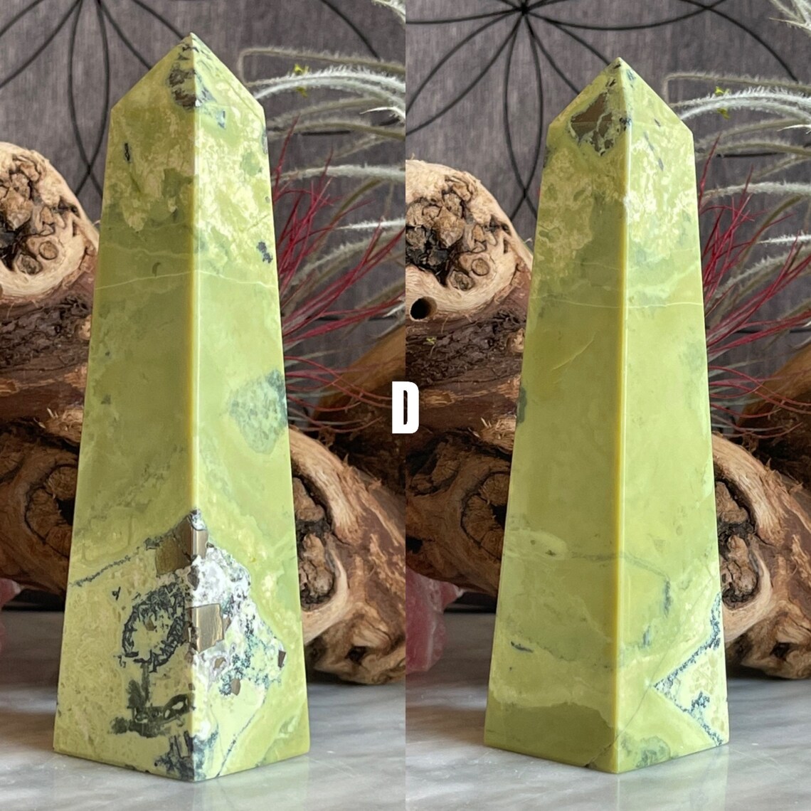 Genuine Serpentine With Pyrite Inclusion Towers Healing Etsy