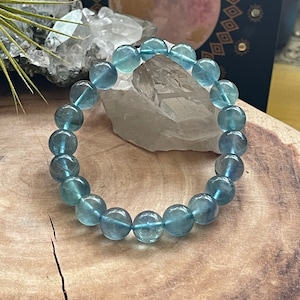 Braccialetti di perline di fluorite blu naturale, guarigione dei chakra, braccialetti di perline