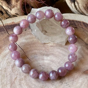 Lavender Rose Quartz Bead Bracelet, Purple Rose Quartz Bead Bracelet