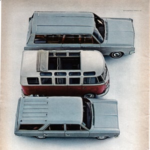 1965 VW Station Wagon Minibus Bigger Than the Biggest Original 13.5 * 10.5 Magazine Ad