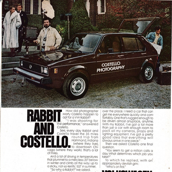1979 VW Rabbit-Costello-Hammond Indiana To Chicago-Volkswagen-Original Magazine Ad