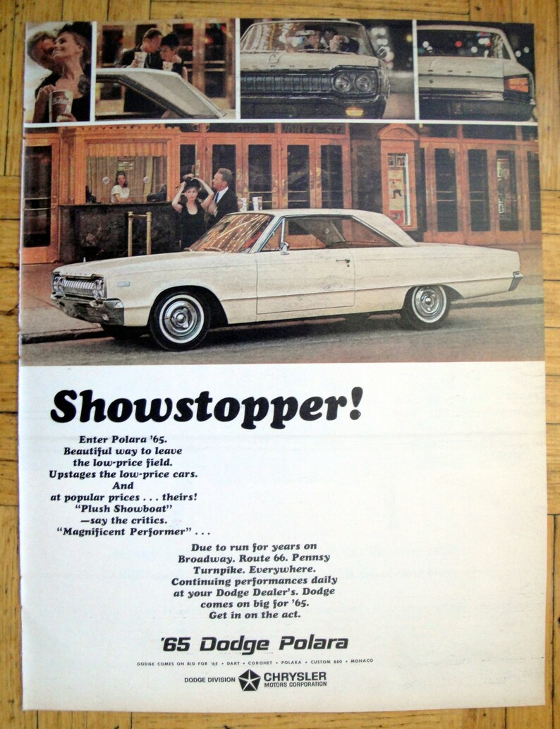 1965 Dodge Polara 2 Door Sedan Showstopper Original 13.5 10.5 Magazine Ad image 1