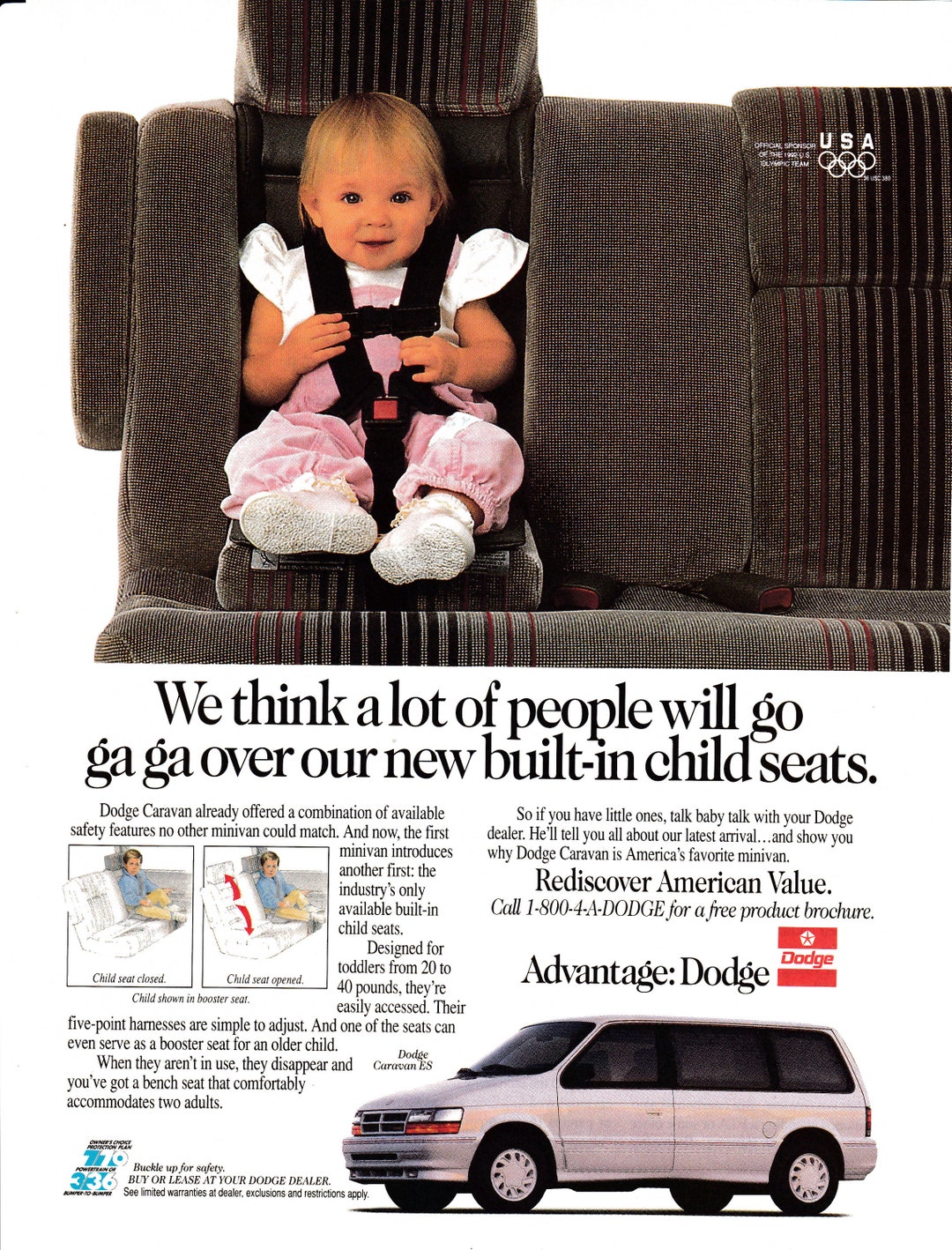 1991 Dodge Caravan Minivan Built in Child Seat Cute Small Girl Original Magazine Ad Etsy Canada