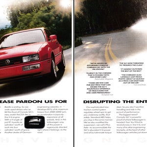 1992 VW Corrado SLR VR6 2.8 Liter Red Volkswagen Original Magazine 2 Page Ad