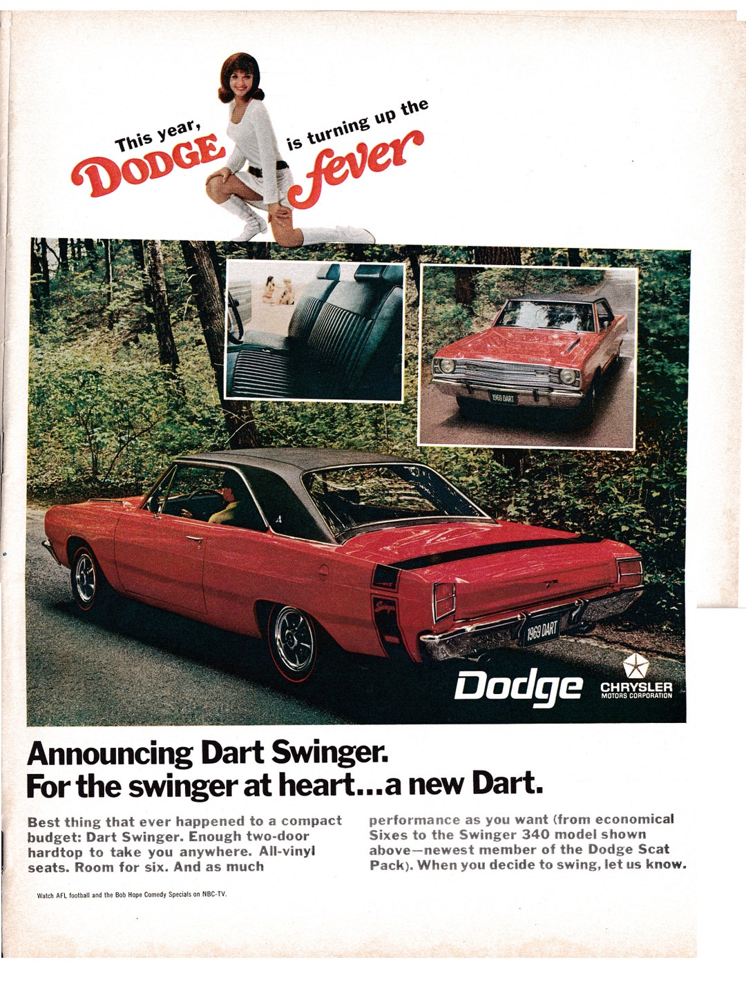 1969 Dodge Dart Swinger Scat Pack Original 13.5 10.5 picture