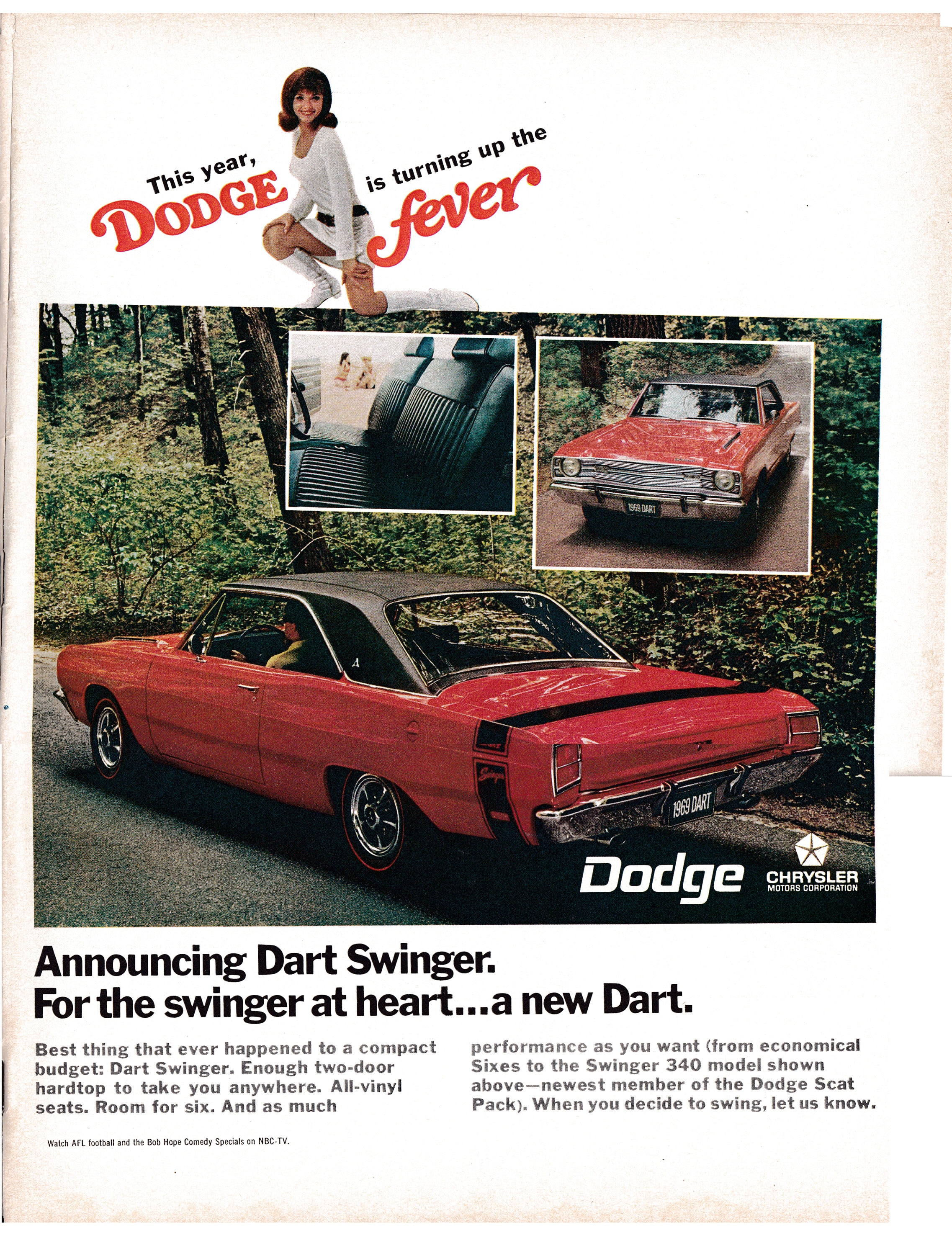 1969 Dodge Dart Swinger Scat Pack Original 13.5 10.5 photo