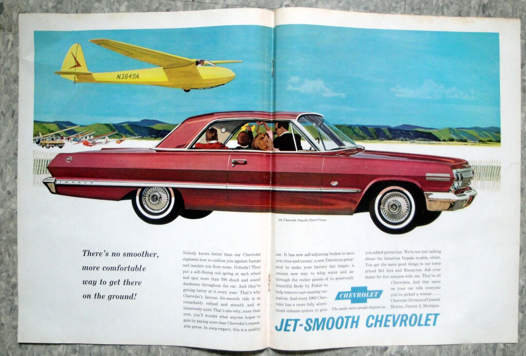 1963 Chevrolet Impala Sport Coupe Original 2 Page Magazine